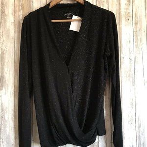 DANIEL BUCHLER WOMEN’S BLACK WRAP TOP S